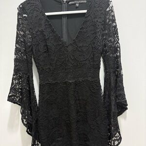 Guess Elegant Black Lace Long Sleeve Dress